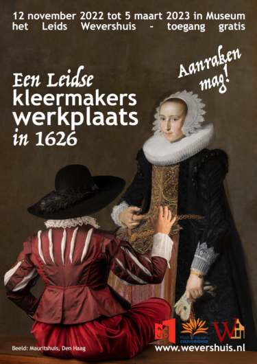 poster aankondiging tentoonstelling 17e eeuwse dame in zwarte jurk met grote witte kraag