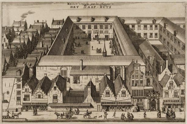 Anoniem. Het Rasphuis. 17e eeuw. Ets. Amsterdam, Stadsarchief Amsterdam.