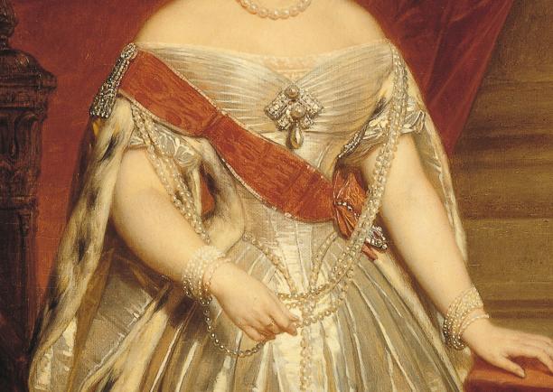 Afb. 4. Nicaise de Keyzer, jaren 1840, Anna_Paulowna in haar inhuldigingskostuum (detail). Koninklijke Verzamelingen, Den Haag.