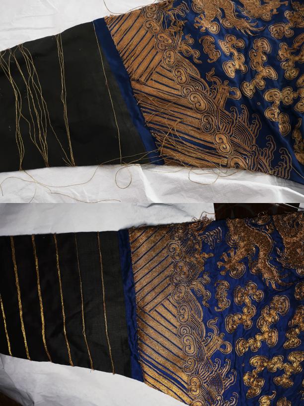 Blog Modemuze Sjoukje Telleman restauratie Chinese kimono met gouddraden voor en na