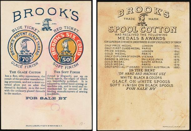 Twee etiketten van de firma Brook's